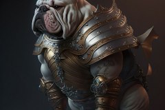 dog-bulldog-with-armor-looking-left