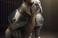 dog-bulldog-with-armor-looking-right